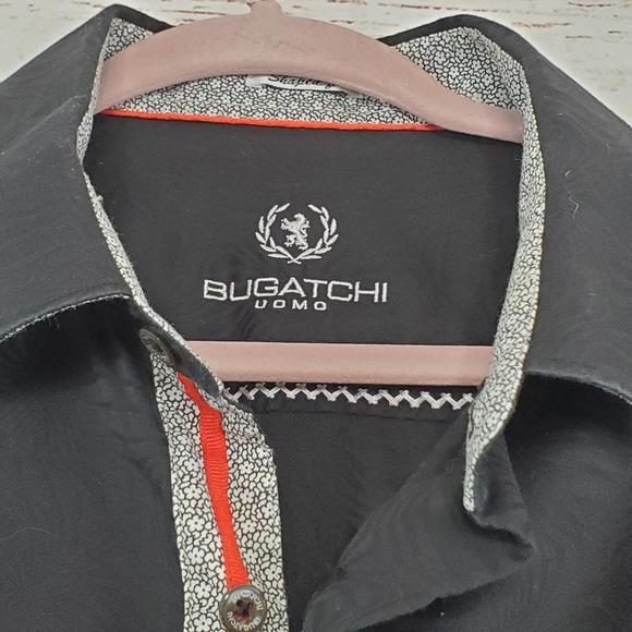 Bugatchi Uomo Black Textured Button Up Shirt XL - Picture 7 of 12